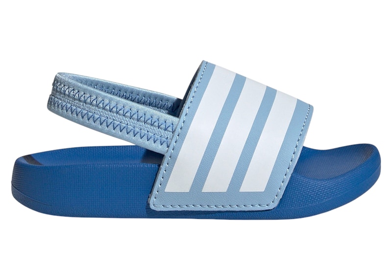Pre-owned Adidas Originals Adilette Estrap Slides Sneakers In Clear Sky Blue/cloud White/bright Royal