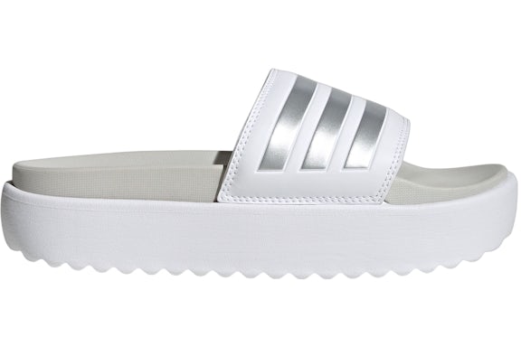 adidas Toboganes de plataforma Adilette Cloud Blanco Zero Gris Metalizado
