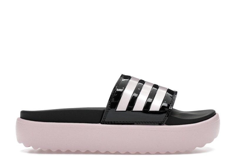 adidas Adilette Platform Slides Core Black Clear Pink