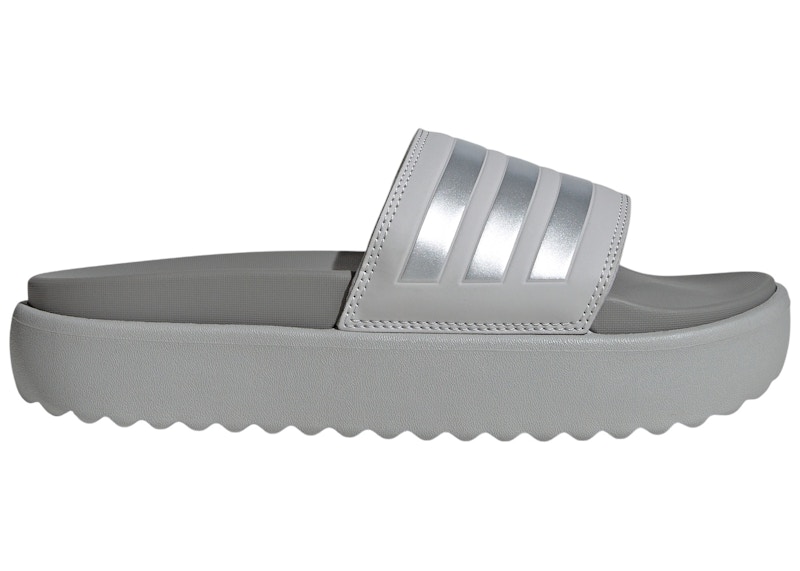 adidas Adilette Platform Slides Grey Silber Metallic Charcoal Solid Grey Damen IF0795 DE