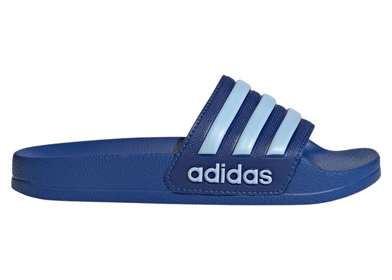 Pre-owned Adidas Originals Adilette Shower Slides Sneakers In Royal Blue/glow Blue