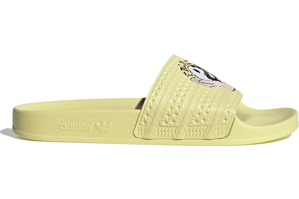 Bright yellow adidas sliders Clearance