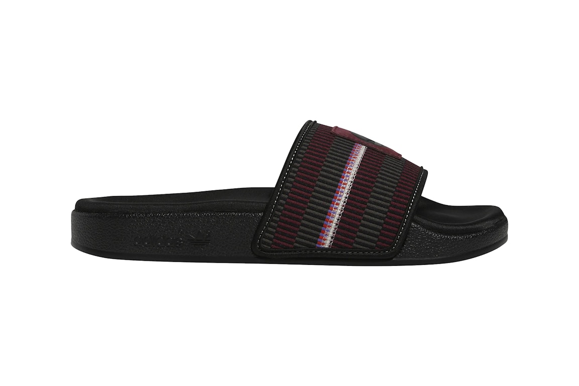 Pre-owned Adidas Originals Adidas Adilette Slides Patchwork In Core Black/purple/shadow Olive