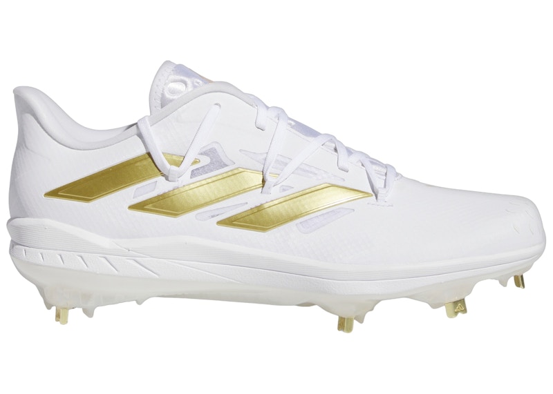Adidas Afterburner White And Gold Baseball Cleats Adidas Adizero