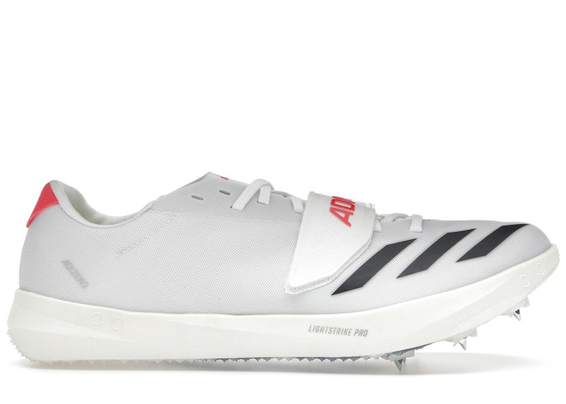 Men's Adidas Adizero TJ/PV Track and Field Sneakers in Cloud White/Core Black/Lucid Red