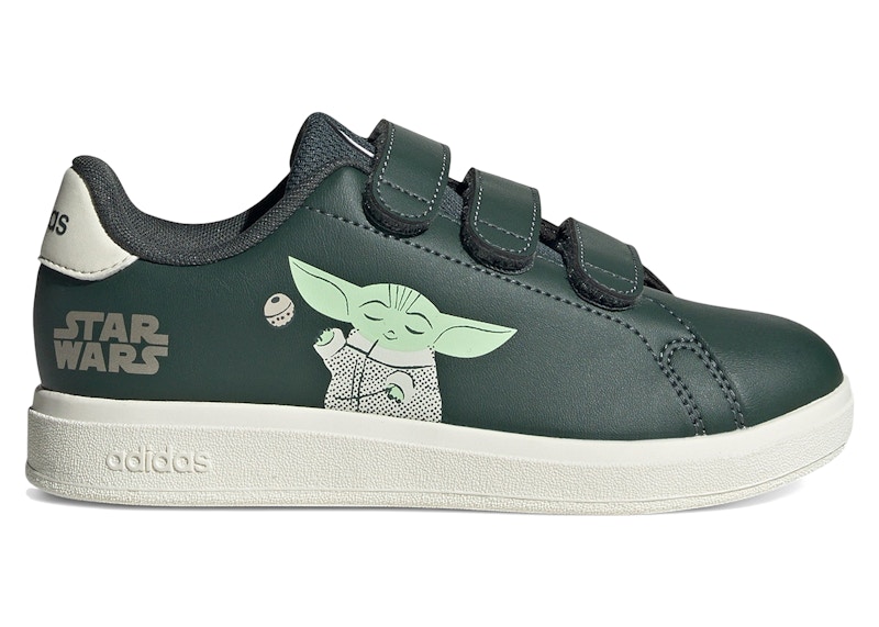 Pre-owned Adidas Originals Advantage Star Wars Grogu The Mandalorian Sneakers In Legend Ivy/off White/mist Jade In Multi