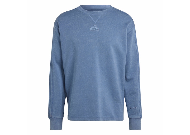 adidas All Szn French Terry 3-Stripes Garment Wash Crew