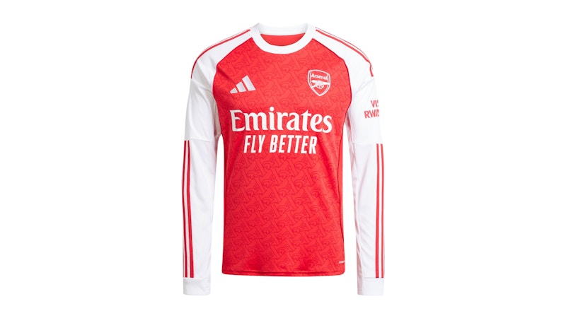 adidas Arsenal FC 2025/2026 Home Jersey Longsleeve Better Scarlet White ...