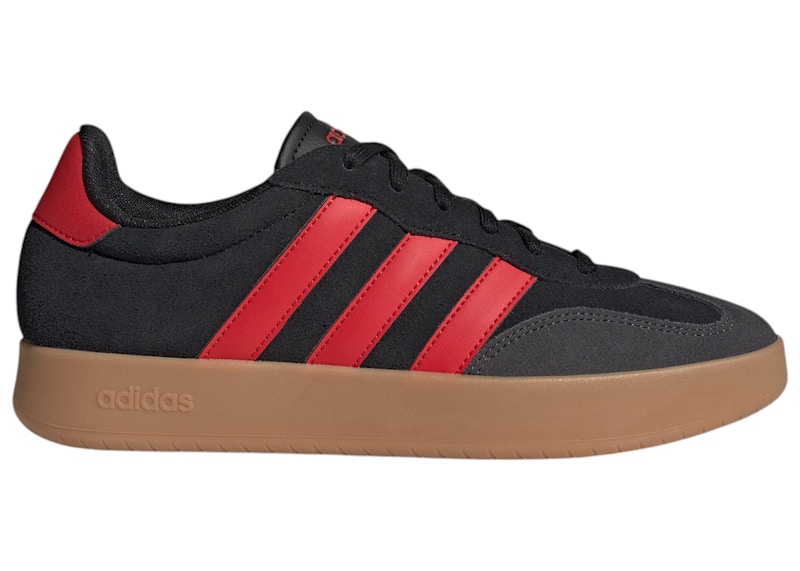 Men's Adidas Barreda Black Sneakers in Core Black/Better Scarelet Red/Gum