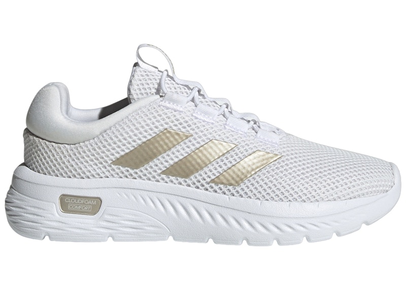 adidas Cloudfoam Comfy Cloud White Champagne Met. Core Black Women s IH3612 US