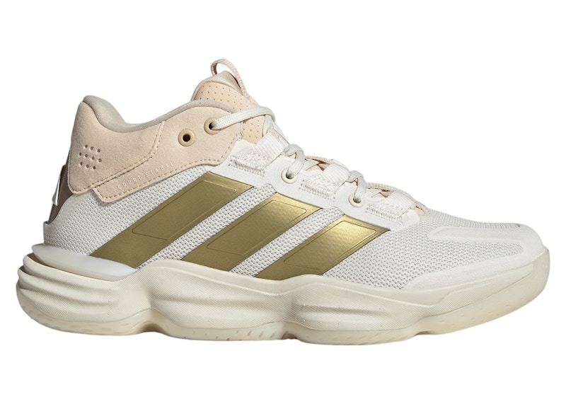 Pre-owned Adidas Originals Court Stabil Indoor (women's) Sneakers In Off White/gold Metallic/crystal Sand