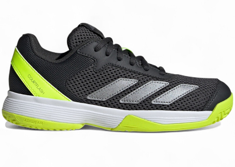 Pre-owned Adidas Originals Courtflash (ps/gs) Sneakers In Carbon/iron Metallic/lucid Lemon