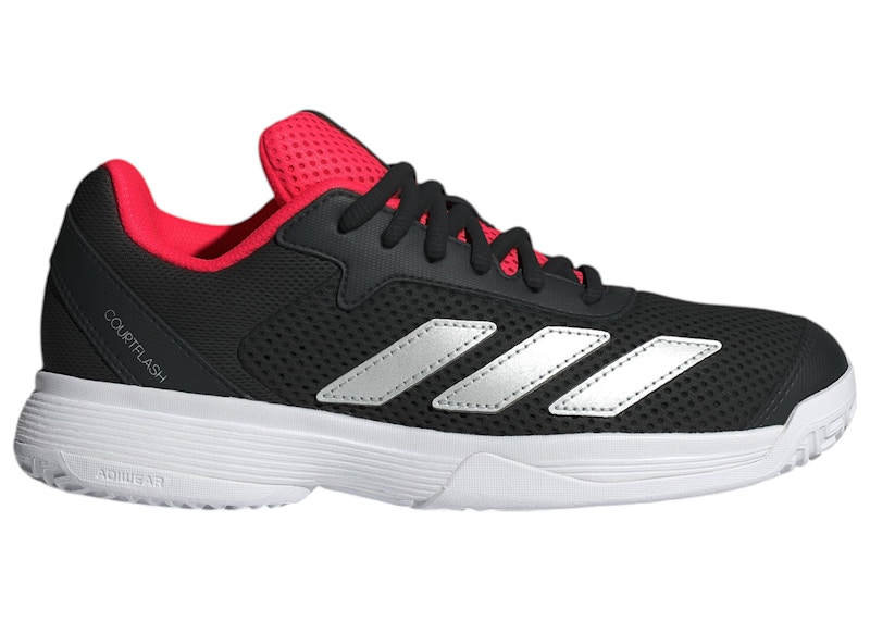 Adidas Courtflash White Black Sneakers in Cloud White/Silver Metallic/Core Black