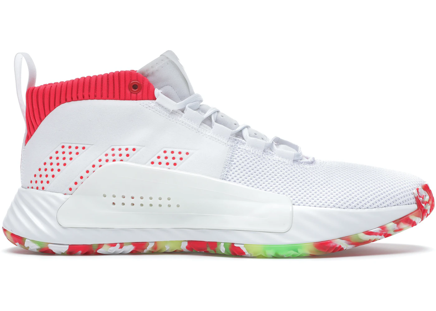 background yours Cucumber adidas Dame 5 White Multi - BB9312