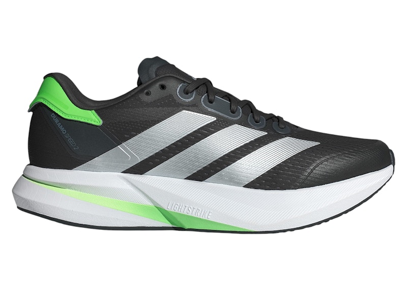 Men's Adidas Duramo Speed 2 Silver Sneakers in Carbon/Matte Silver/Lime Burst