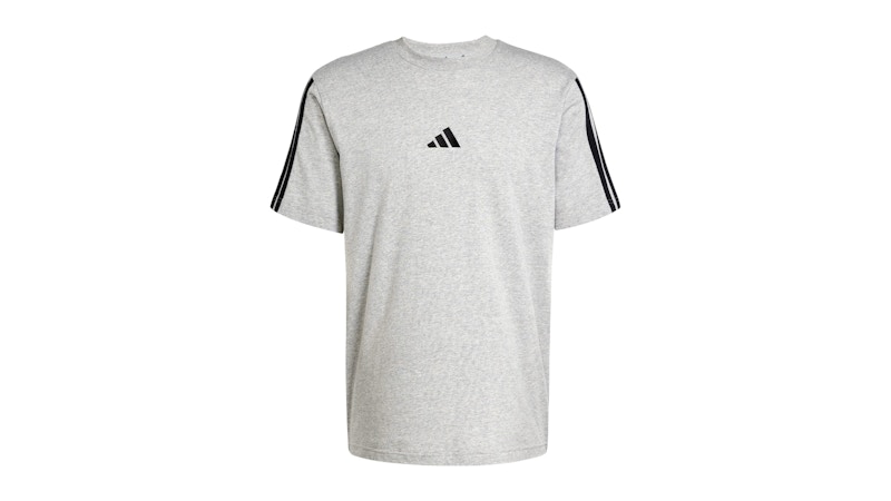 Pre-owned Adidas Originals Men's Adidas Essentials 3stripes Single Jersey T-shirt In Medium Grey Heather/black In Multi