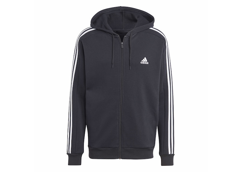 Pre-owned Adidas Originals Men's Adidas Essentials Fleece 3stripes Fullzip Hoodie In Black