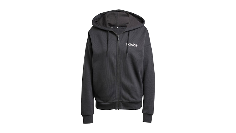 Pre-owned Adidas Originals Women's Adidas Essentials Linear Fullzip French Terry Hoodie In Black/white In Multi