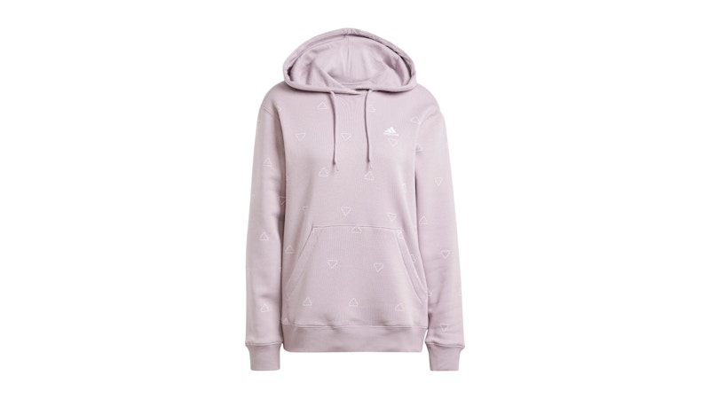 Pre-owned Adidas Originals Women's Adidas Essentials Monogram Regular Fleece Graphic Hoodie In Preloved Fig