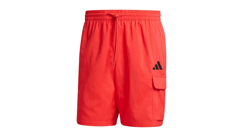 adidas Essentials Small Logo Cargo Chelsea Shorts Pure Ruby Black