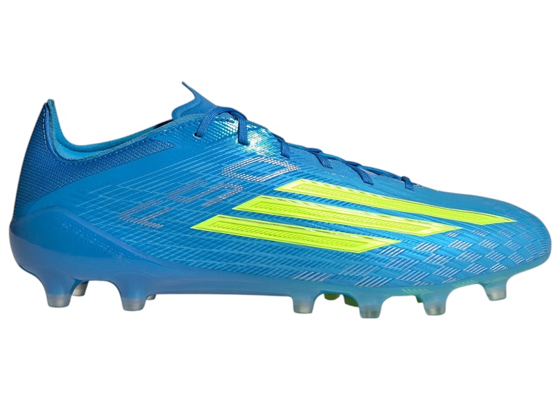 Men's Adidas F50 Elite AG Ice Cold Precision Pack Sneakers in Lucid Ray Blue/Team Solar Yellow 2/Lucid Aquamarine