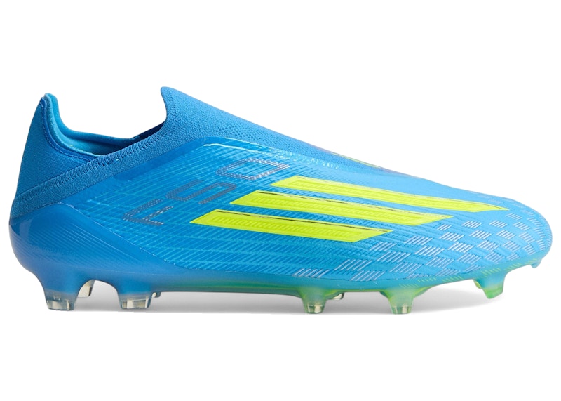 Men's Adidas F50 Elite Laceless FG Ice Cold Precision Pack Sneakers in Lucid Ray Blue/Team Solar Yellow 2/Lucid Aquamarine