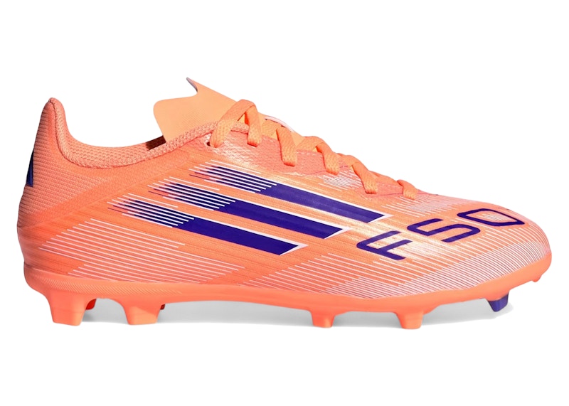 Pre-owned Adidas Originals F50 League Fg/mg Coral Blaze Pack (kids) Sneakers In Beam Orange/lucid Blue/cloud White