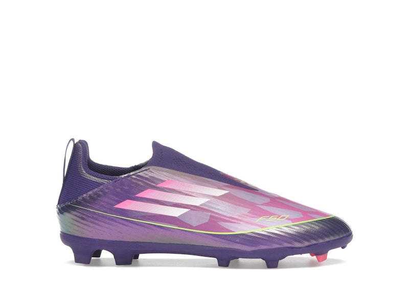 Pre-owned Adidas Originals F50 League Laceless Fg/mg Lamine Yamal Future Icons Pack (kids) Sneakers In Unity Purple/footwear Wh