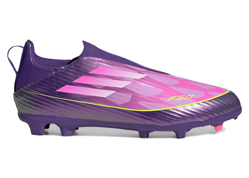 Pre-owned Adidas Originals F50 League Laceless Fg/mg Lamine Yamal Future Icons Pack (kids) Sneakers In Unity Purple/footwear Wh