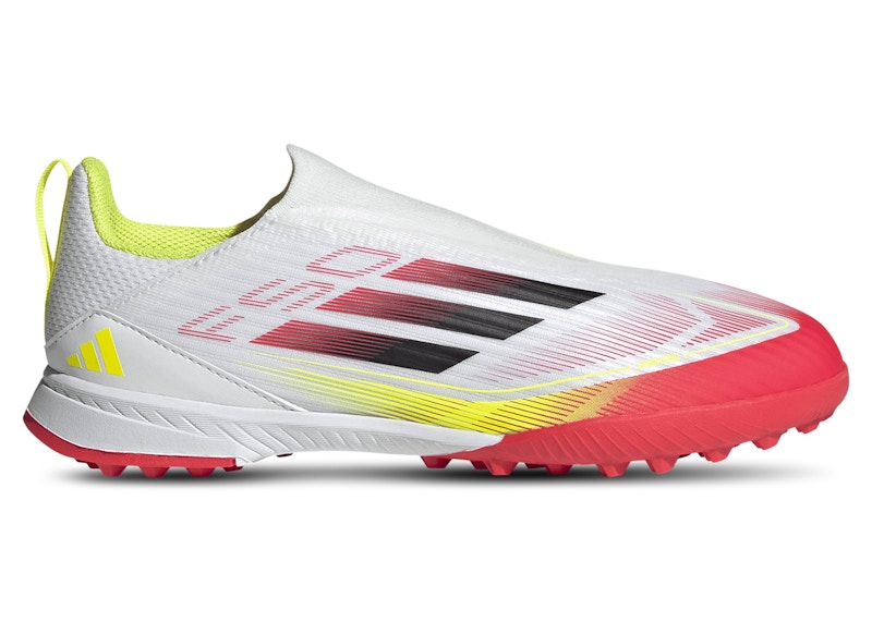 Pre-owned Adidas Originals F50 League Laceless Turf Solar Pack Sneakers In Cloud White/core Black/solar Yellow
