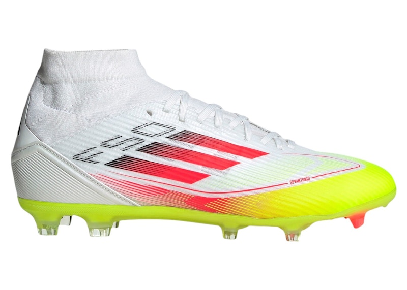 adidas F50 League Mid-Cut FG/MG Cloud White Lucid Red Solar Yellow (Women's) - IE1459