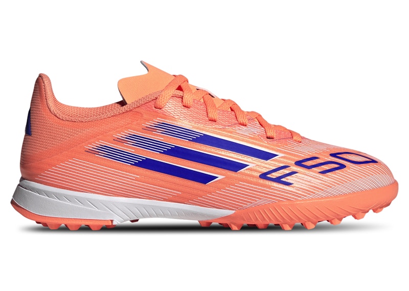 Pre-owned Adidas Originals F50 League Tf Coral Blaze Pack (kids) Sneakers In Beam Orange/lucid Blue/cloud White