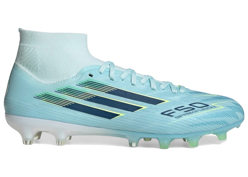 Adidas F50 Sparkfusion Pro Mid Cut FG/AG Ice Cold Precision Pack (Women's) Sneakers in Almost Blue/Dusky Petrol/Hi