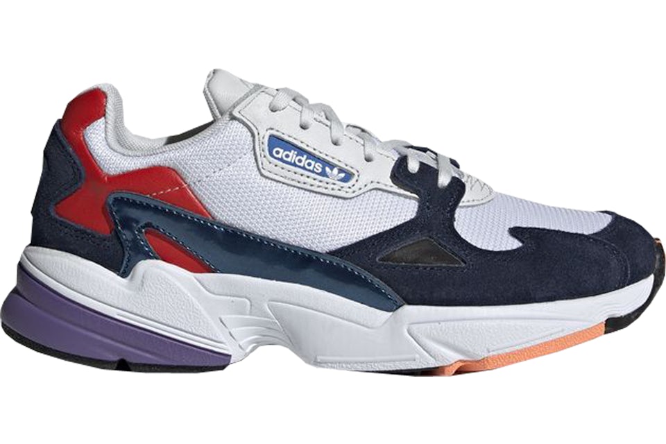Adidas white 2025 and navy falcon