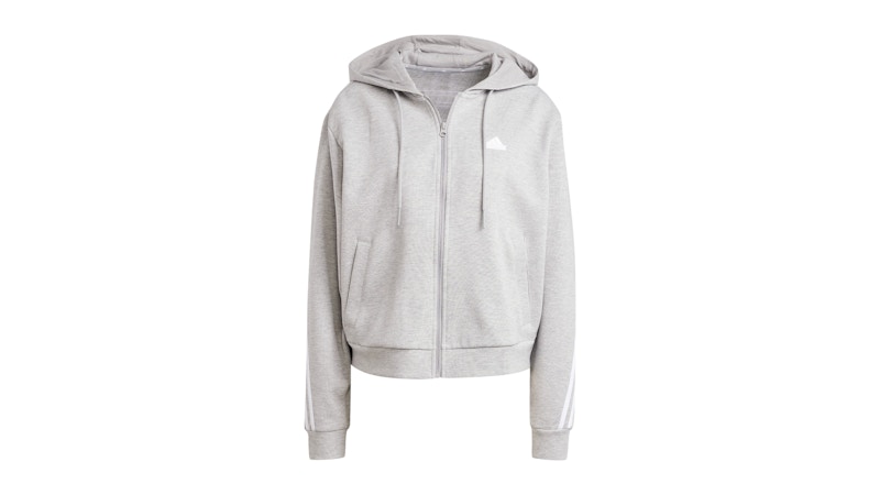 Pre-owned Adidas Originals Women's Adidas Future Icons 3stripes Full Zip Hoodie In Medium Grey Heather
