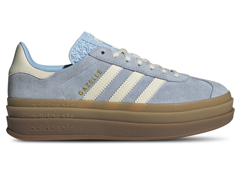 Pre-owned Adidas Originals Gazelle Bold Cream (women's) Sneakers In Clear Sky Blue/cream White/gold Metallic