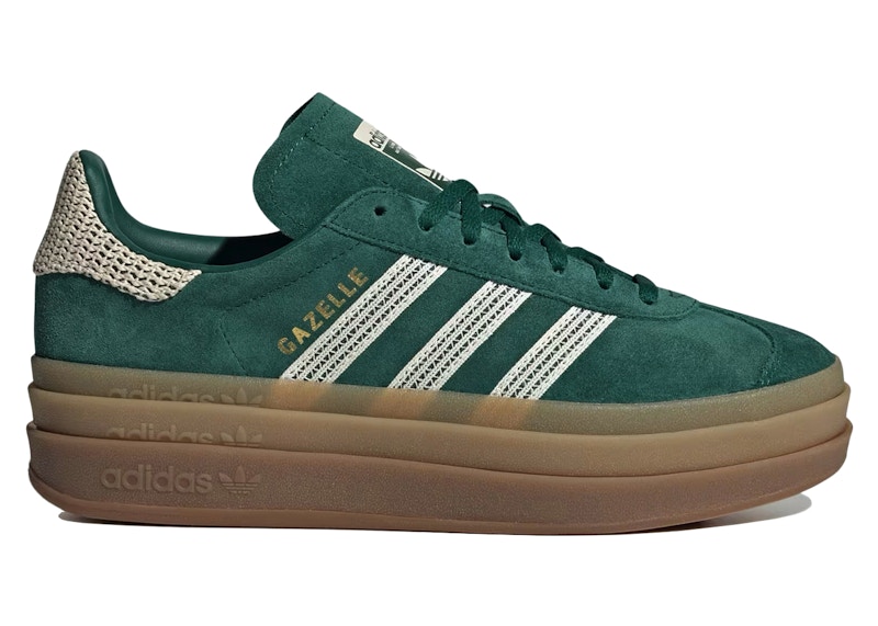 adidas Gazelle Bold Collegiate Green White Gold Womens