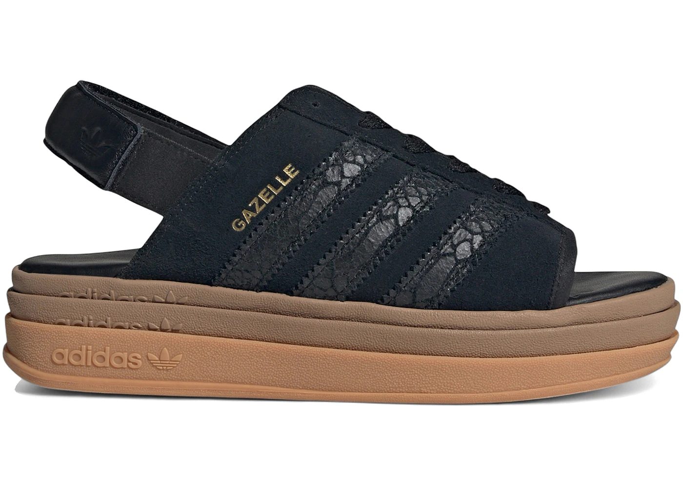 adidas Gazelle Bold Sandals Core Black Snakeskin (Women's) - HQ4688 - US