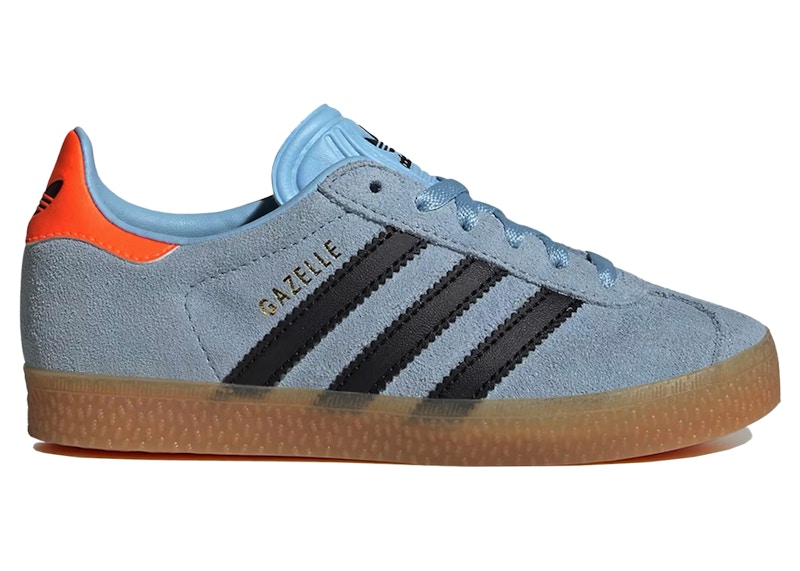 Pre-owned Adidas Originals Gazelle Black Sneakers In Clear Sky Blue/core Black/solar Orange