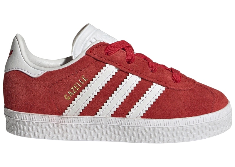 adidas Gazelle Comfort Closure Laces Better Scarlet Cloud White Gold Metallic TD