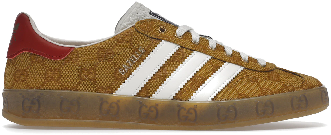 Adidas x Gucci Gazelle Leather Metallic Gold Low Top Sneakers