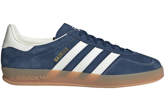 adidas Gazelle Indoor Night Indoor Indigo, blanco roto y dorado metalizado