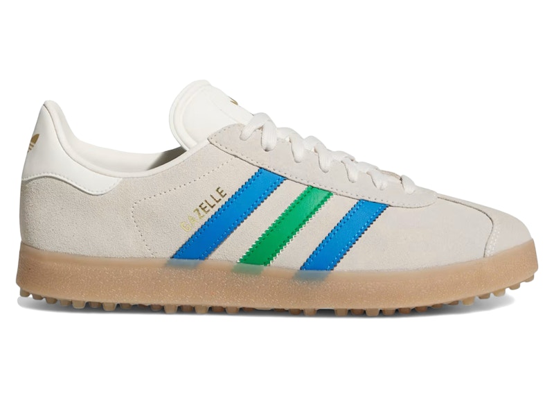 Pre-owned Adidas Originals Men's Adidas Gazelle Spikeless Golf Sneakers In Chalk White/green/blue Bird