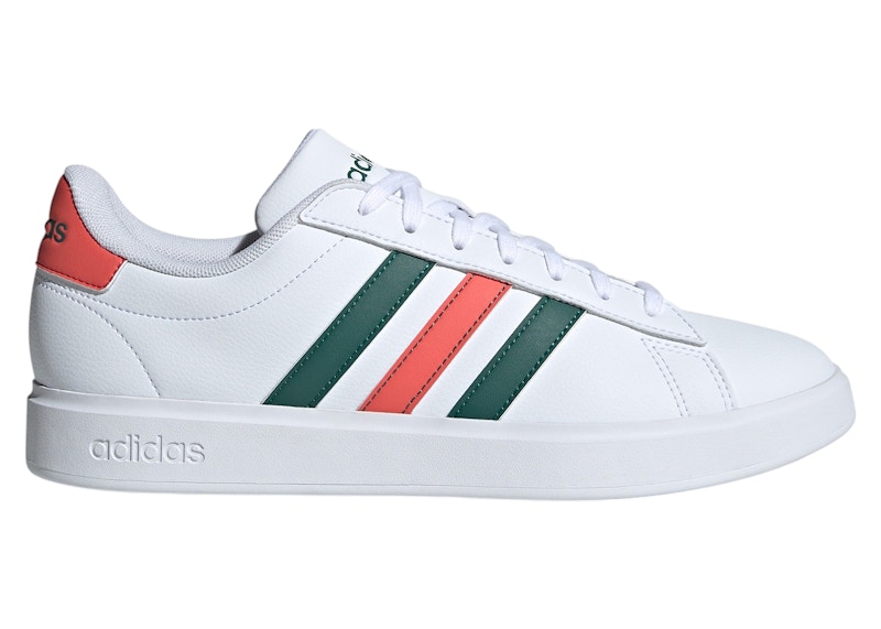 adidas Grand Court 2.0 Cloud White Collegiate Green Preloved Scarlet - IG9220