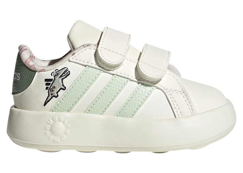 Pre-owned Adidas Originals Grand Court 2.0 Dino Sneakers In Off White/linen Green/silver Green