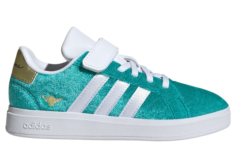 Pre-owned Adidas Originals Grand Court 2.0 Disney Jasmine Sneakers In Pure Teal/cloud White/gold Metallic