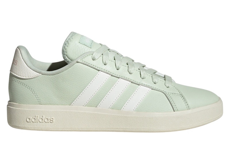 Pre-owned Adidas Originals Grand Court Base White (women's) Sneakers In Linen Green/core White/wonder Quartz