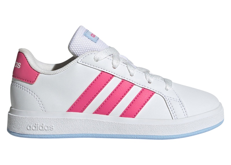 Pre-owned Adidas Originals Grand Court Lifestyle White Sneakers In Cloud White/pulse Magenta/glow Blue