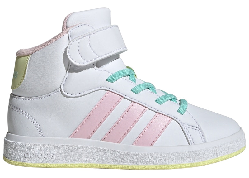 Pre-owned Adidas Originals Grand Court Mid Sneakers In Cloud White/clear Pink/ice Yellow In Multi