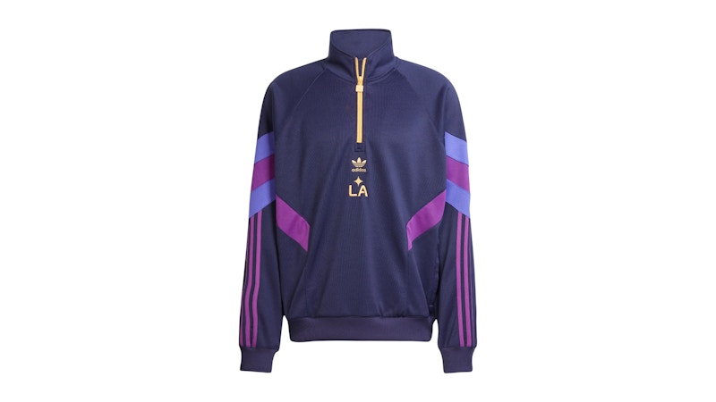 Sudadera Adidas con media cremallera, cuello redondo, Noble Ink